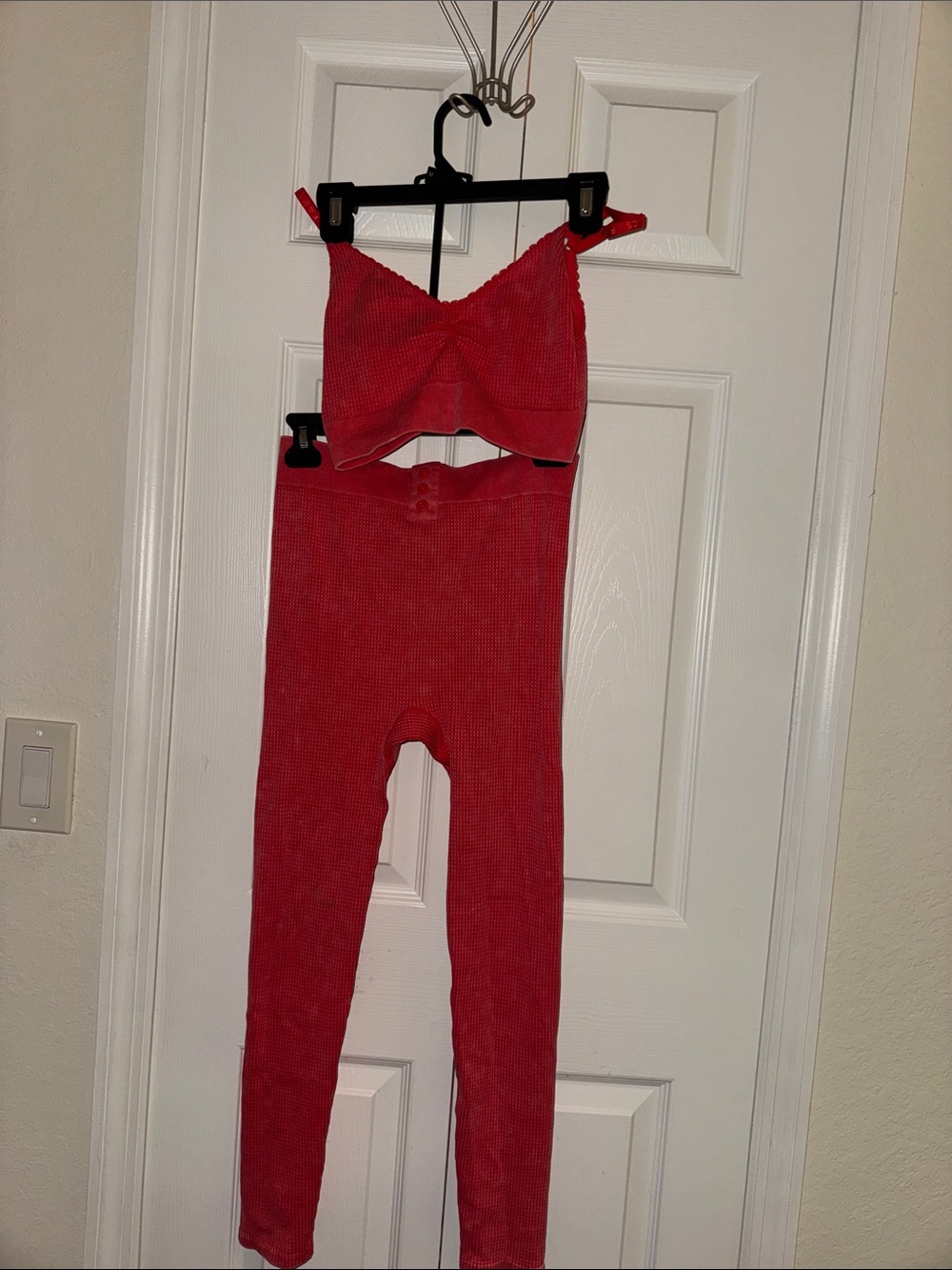 Fabletics Set Red Ribbed Stretch Leggings